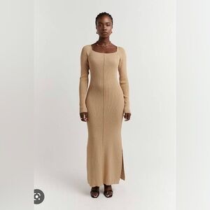 LENA WHEAT LONG SLEEVE MIDI